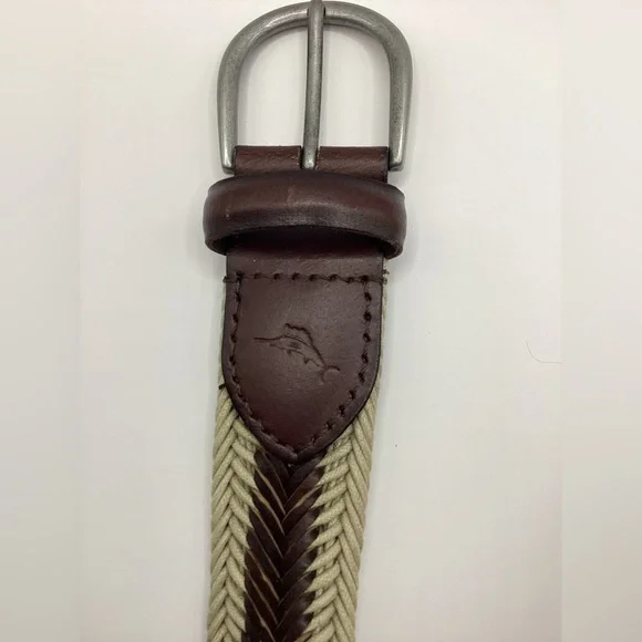 Tommy Bahama Leather And Fabric Woven Braid Belt - Picture 5 of 9